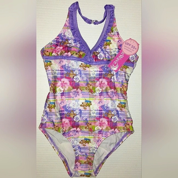 ☆NWT☆Cute Girls DREAM WAVE UPF 50+ Pink/Purple Plaid 2011 modest Swimsuit☆Sz 7/8 - Picture 1 of 13